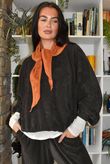 Terry B Lantern Sleeve Sweatshirt Coffee Bean